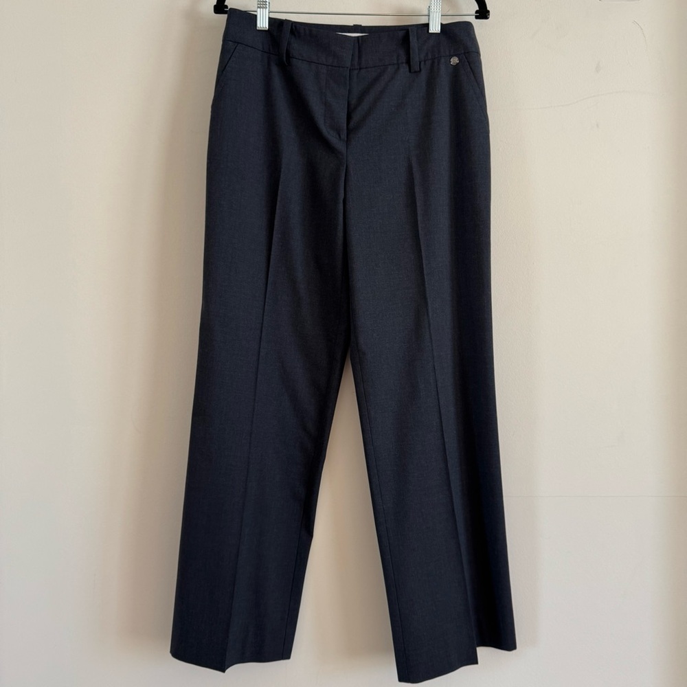 Trina Turk Gray Tailored Straight-Leg Dress Pants